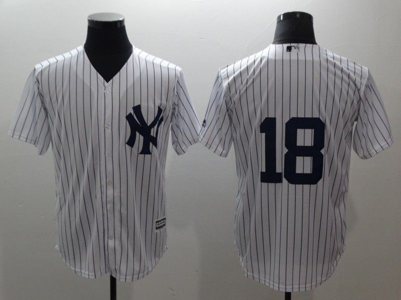 Men New York Yankees #18 Gregorius White stripes Game MLB Jerseys